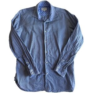 Ted Baker Endurance Men's‎ Button Down Shirt Size 16 34/35 Blue Pattern Dress